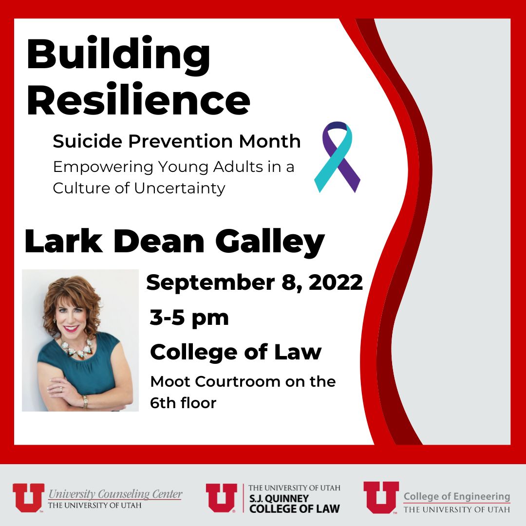 a square flyer for the Building Resilience speaking event.