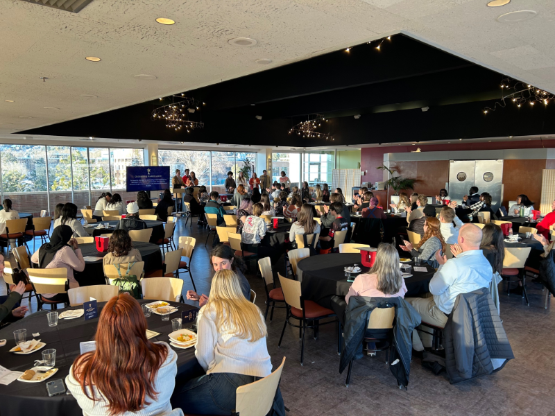 photo of large crowd of people sitting at round tables with black table cloths at the RSO Awards.