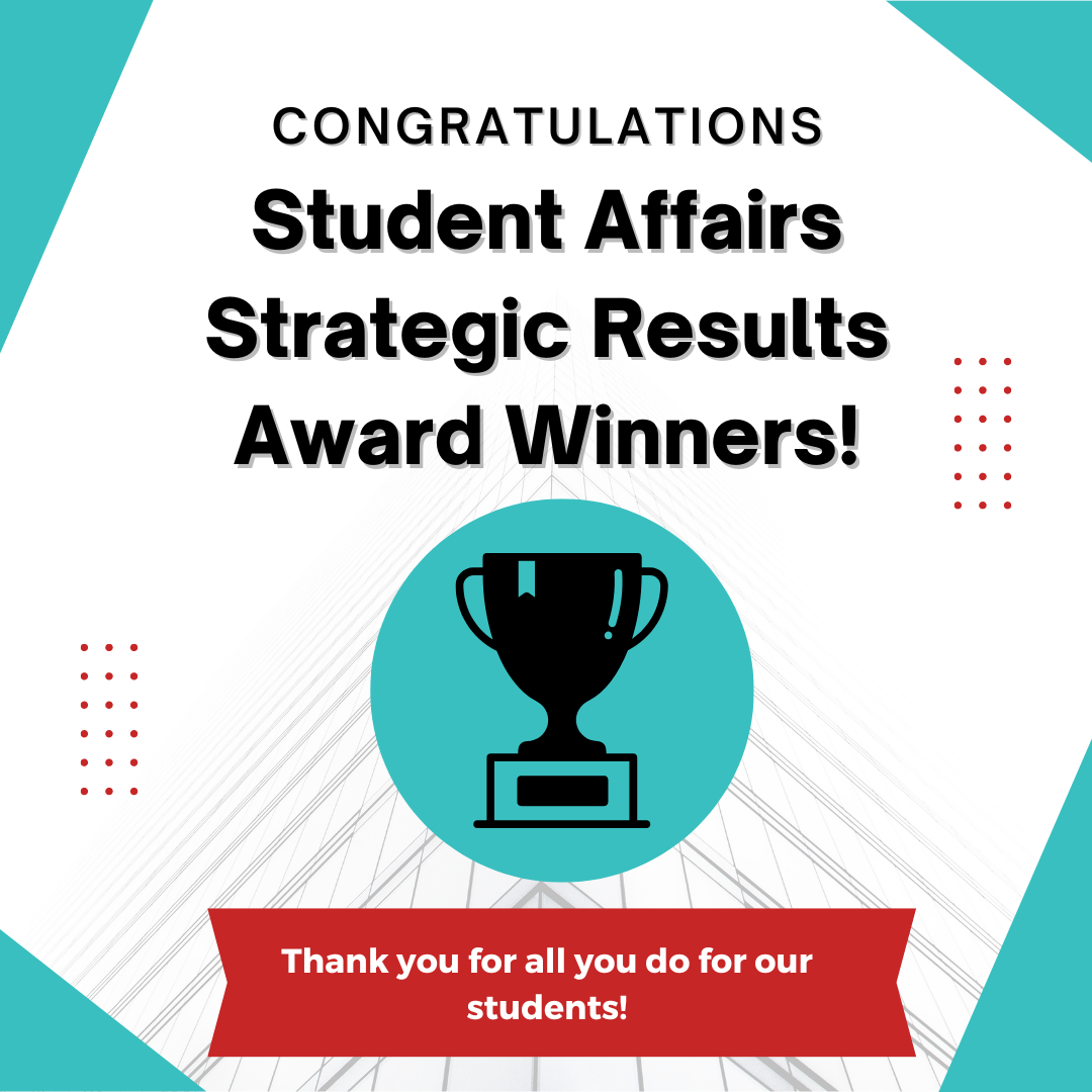 Student affairs strategic results award winners graphic